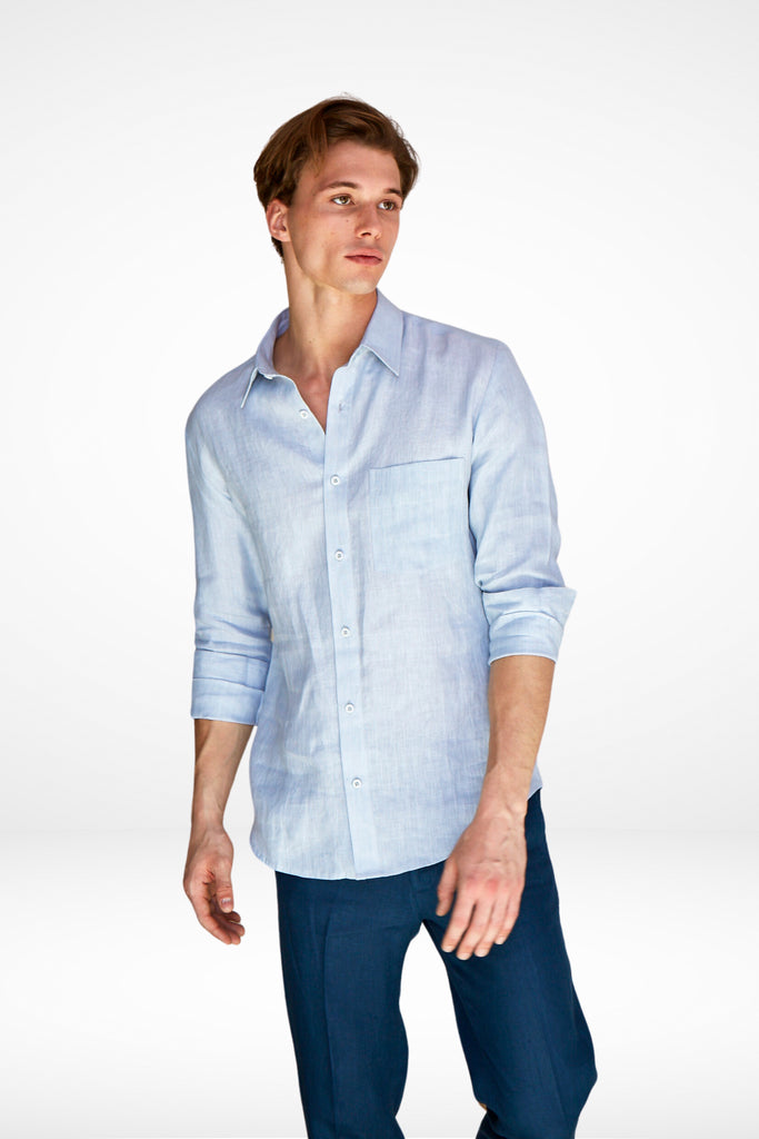Blueberry,hemp shirt for men, mens organic shirt, blue shirt, Affordable sustainable clothing 