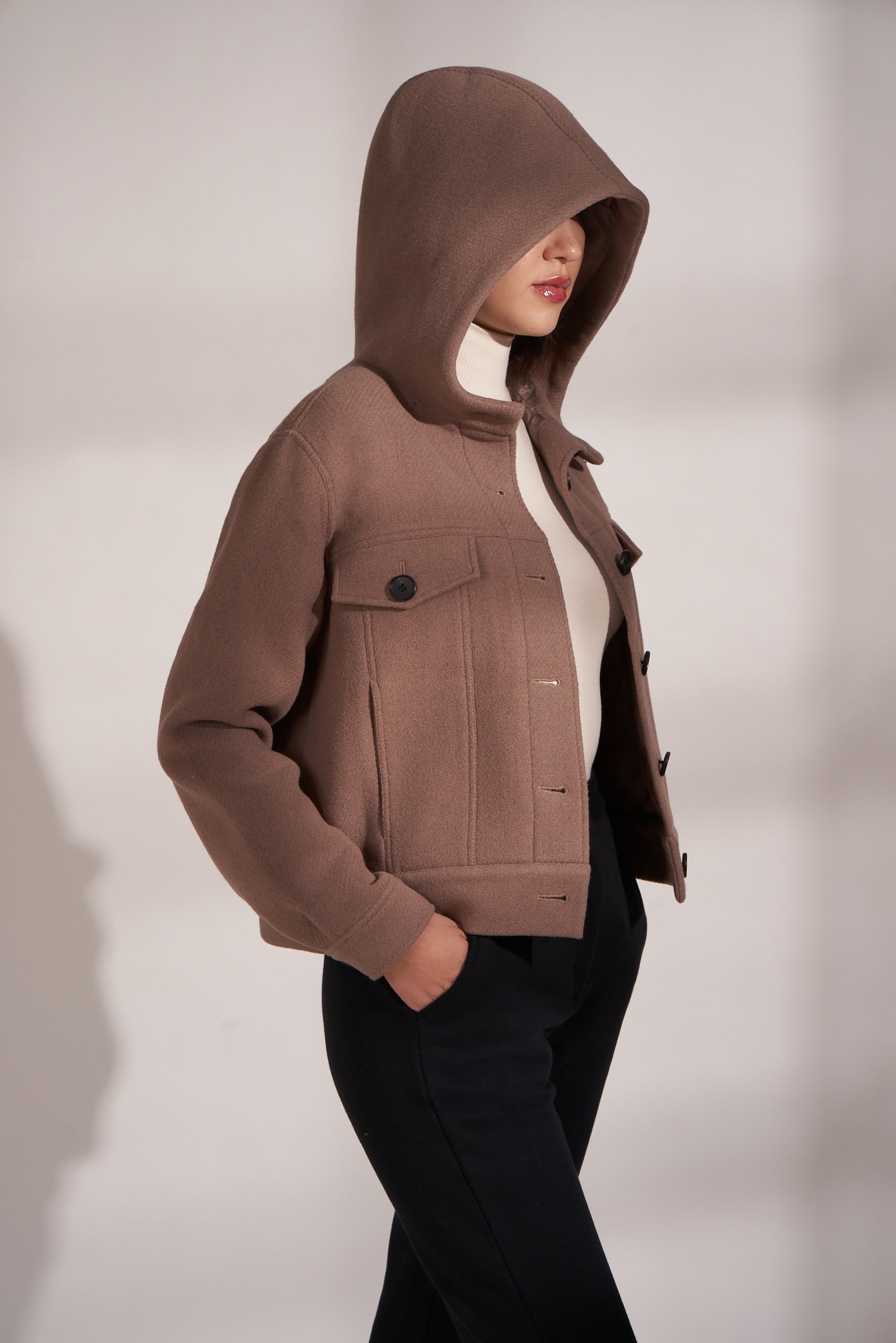 TAUPE,wool jacket women, womens hooded jacket, hooded coat, hooded coat womens, womens hooded winter coats